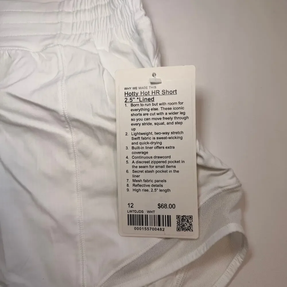 Lululemon Hotty Hot Shorts Size 12 White 2.5” Run Swift Lined - Picture 7 of 9